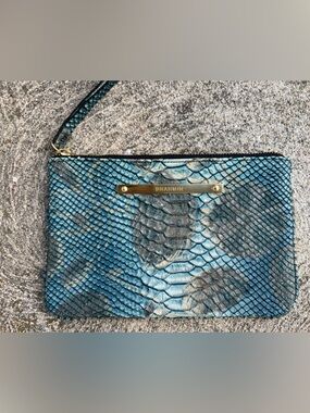 Brahmin Blue Embossed Wristlet Clutch
